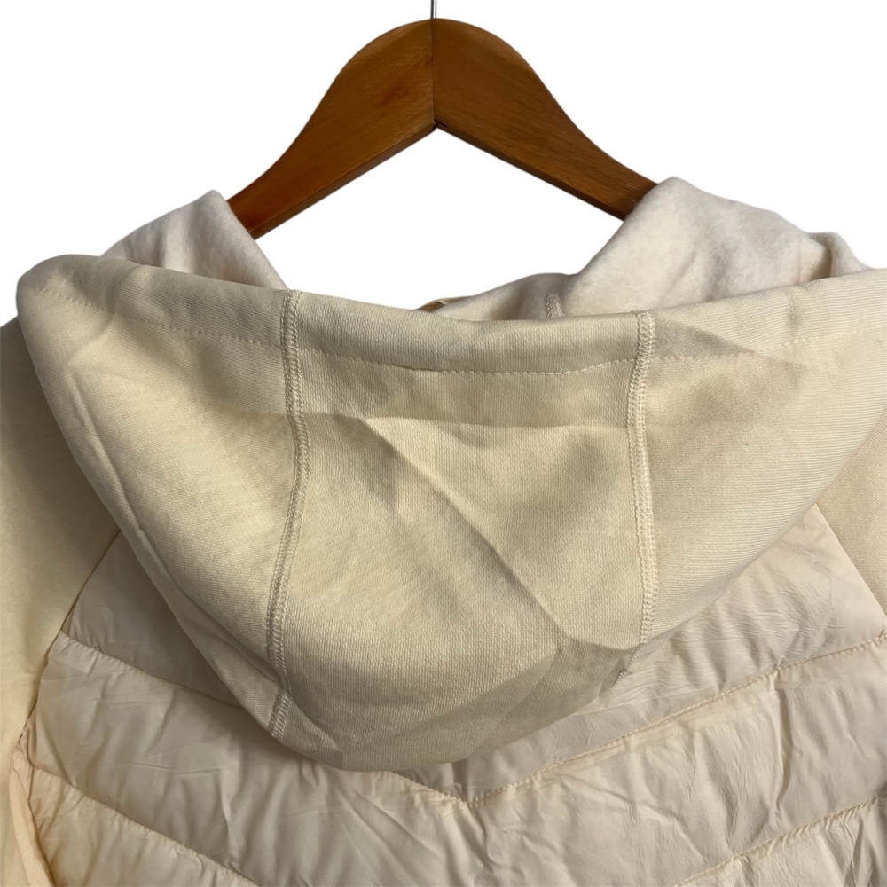 Zyia Active Quilted Hybrid Jacket Fleece Hoodie Size XL Cream - Picture 7 of 9